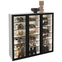 SCHUHSCHRANK Kaschmir, Schwarz  - Kaschmir/Schwarz, Design, Glas/Holzwerkstoff (120/115/34cm) - Voleo
