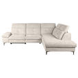 ECKSOFA Beige Webstoff Rücken echt, Relaxfunktion  - Beige/Schwarz, KONVENTIONELL, Textil/Metall (288/225cm) - Carryhome