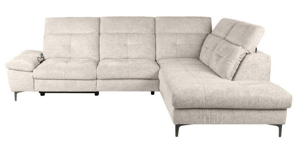 ECKSOFA Beige Webstoff Rücken echt, Relaxfunktion  - Beige/Schwarz, KONVENTIONELL, Textil/Metall (288/225cm) - Carryhome