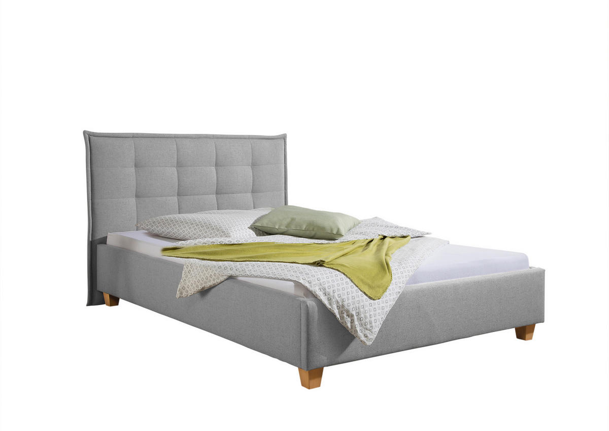 POLSTERBETT 100/200 cm,  in Hellgrau,  - Hellgrau/Naturfarben, MODERN, Holz/Textil (100/200cm) - Livetastic