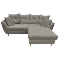 ECKSOFA Grau Feincord  - Buchefarben/Grau, KONVENTIONELL, Holz/Textil (211/154cm) - Carryhome
