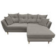 ECKSOFA Grau Feincord  - Buchefarben/Grau, KONVENTIONELL, Holz/Textil (211/154cm) - Carryhome