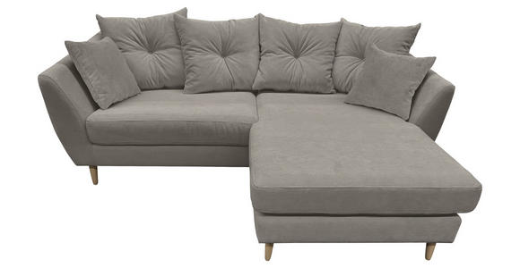 ECKSOFA Grau Feincord  - Buchefarben/Grau, KONVENTIONELL, Holz/Textil (211/154cm) - Carryhome