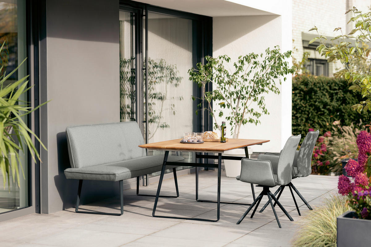 GARTENBANK  in Grau  - Anthrazit/Grau, Design, Textil/Metall (160/91/65cm)