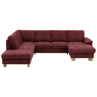 WOHNLANDSCHAFT in Velours Weinrot  - Eichefarben/Weinrot, KONVENTIONELL, Holz/Textil (235/316/167cm) - Beldomo System