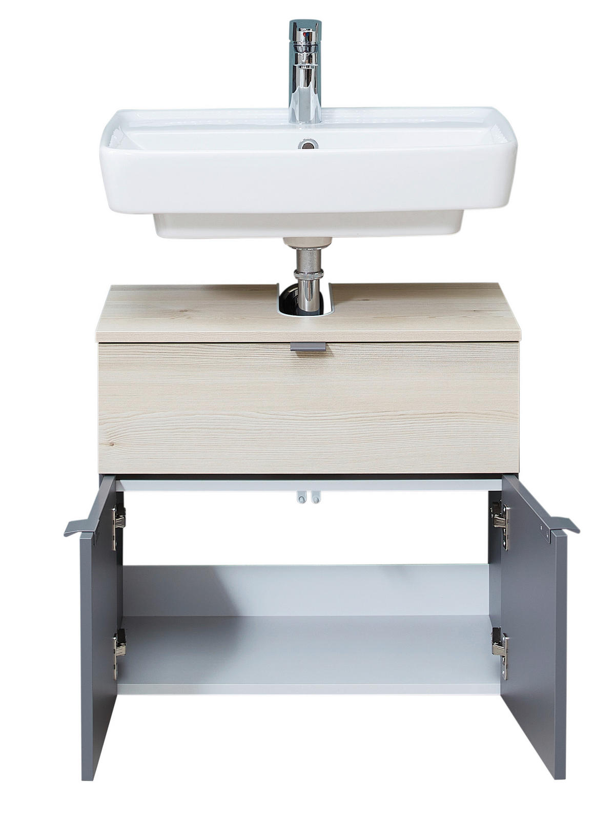 DONJI ELEMENT UGRADNOG LAVABOA  siva, boja pinije  siva, boja pinije  - tamnosiva/siva, Moderno, metal/pločasti materijal (60/52,9/33cm) - Xora