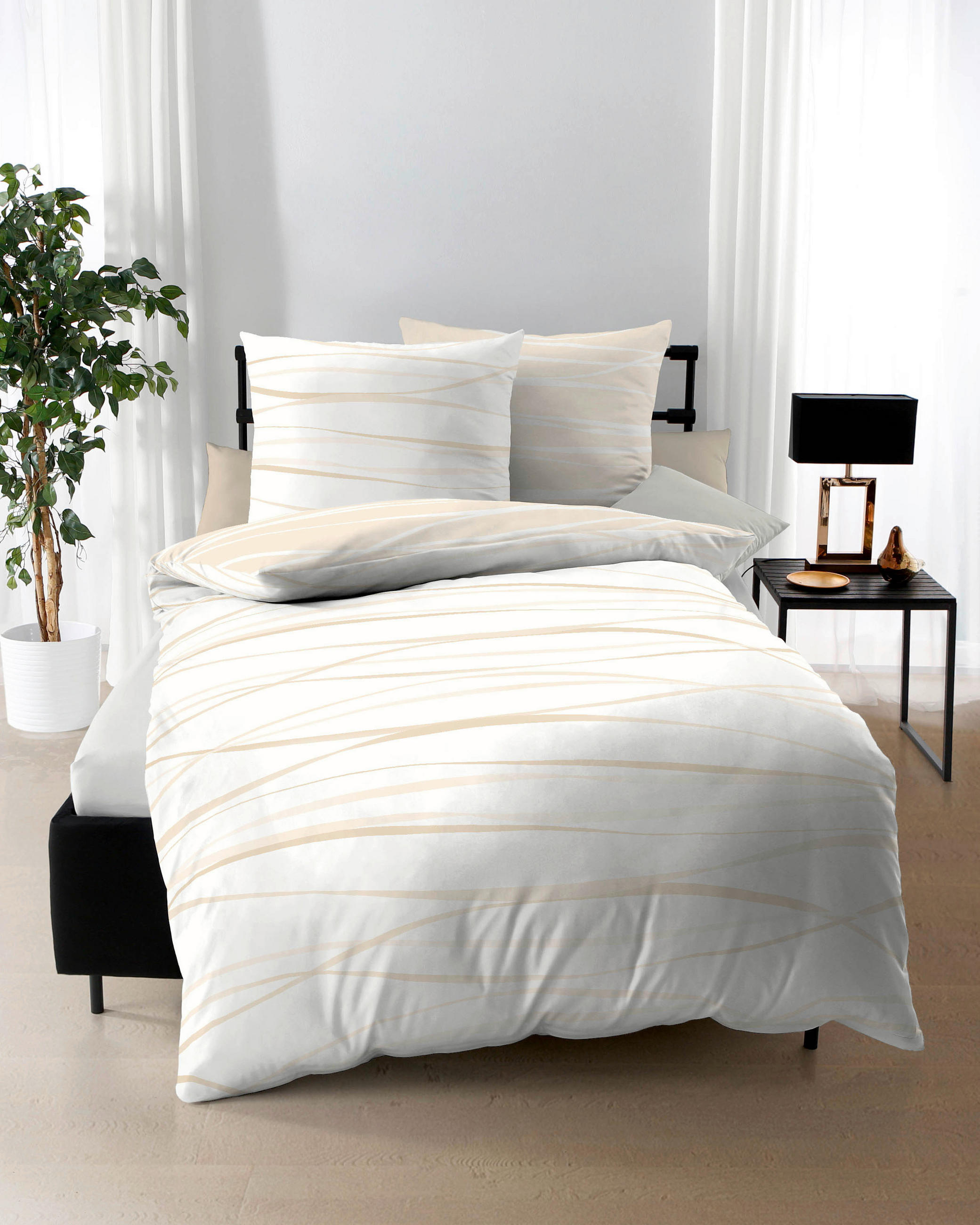 BETTWÄSCHE Motion Makosatin 155/220 cm  - Hellbraun, Design, Textil (155/220cm) - Kaeppel