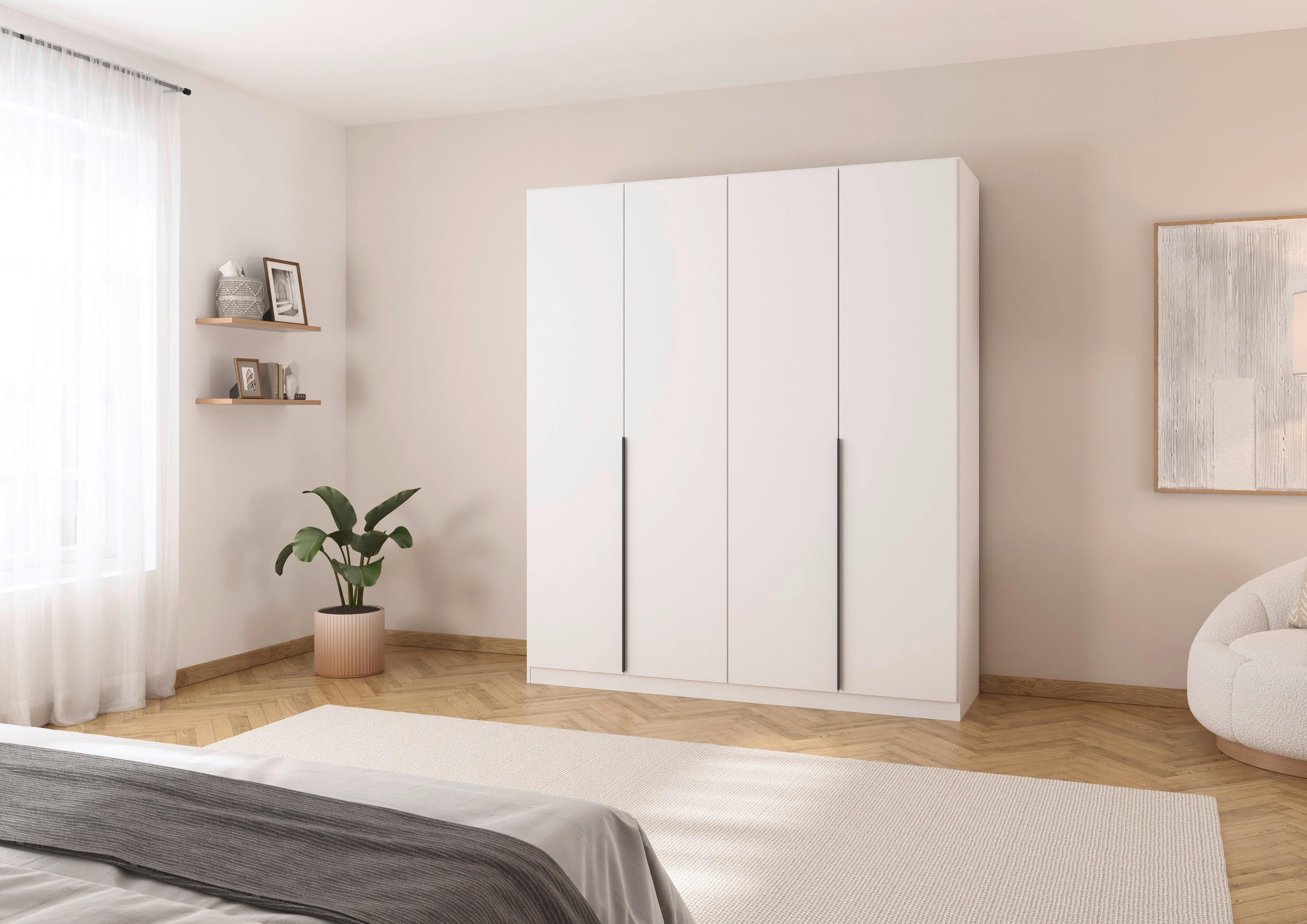 DREHTÜRENSCHRANK in Weiss  - Weiss/Grau, Modern, Holzwerkstoff/Metall (181/229/54cm) - Rauch Möbel