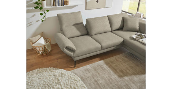 ECKSOFA  in Flachgewebe Sandfarben  255-365/175-224 cm  - Sandfarben/Schwarz, Design, Textil/Metall (255-365/175-224cm) - Dieter Knoll