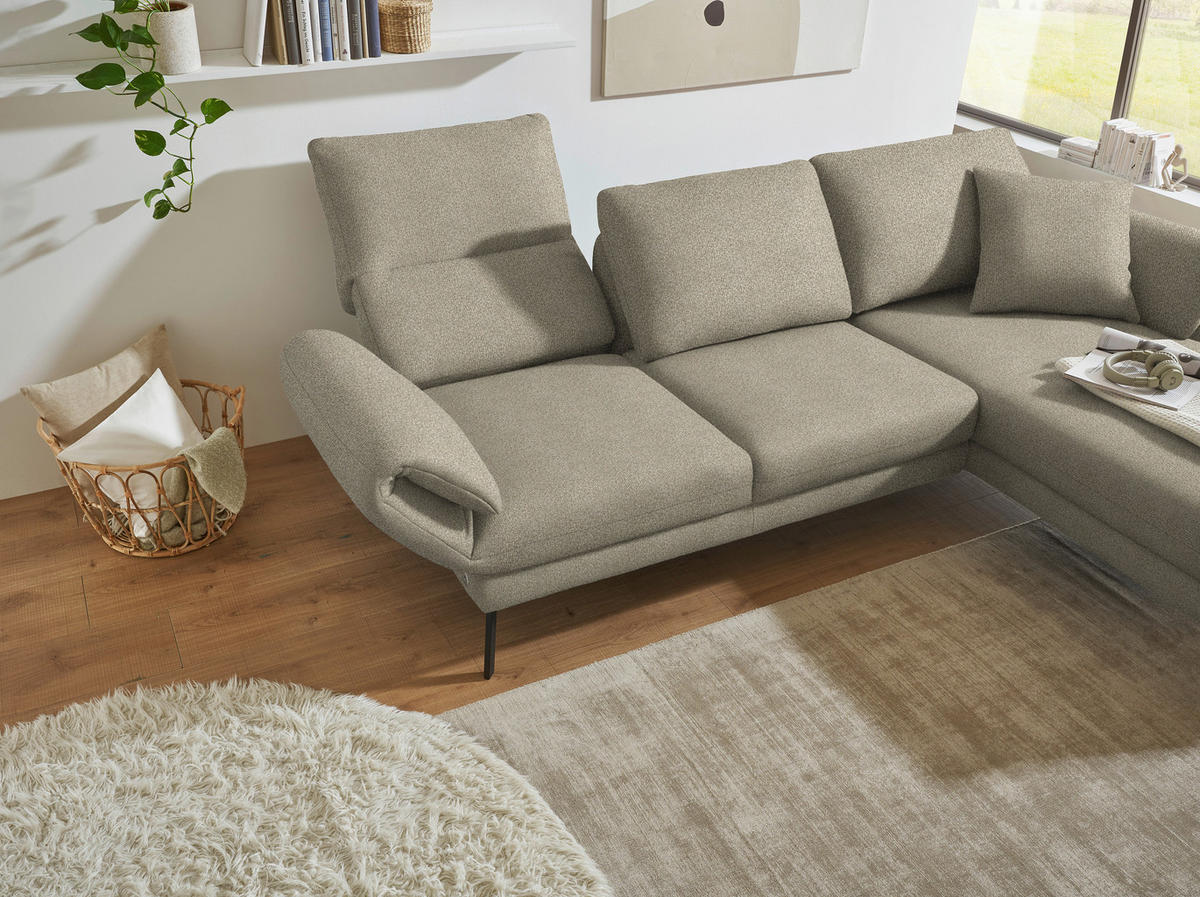 ECKSOFA  in Flachgewebe Sandfarben  255-365/175-224 cm  - Sandfarben/Schwarz, Design, Textil/Metall (255-365/175-224cm) - Dieter Knoll