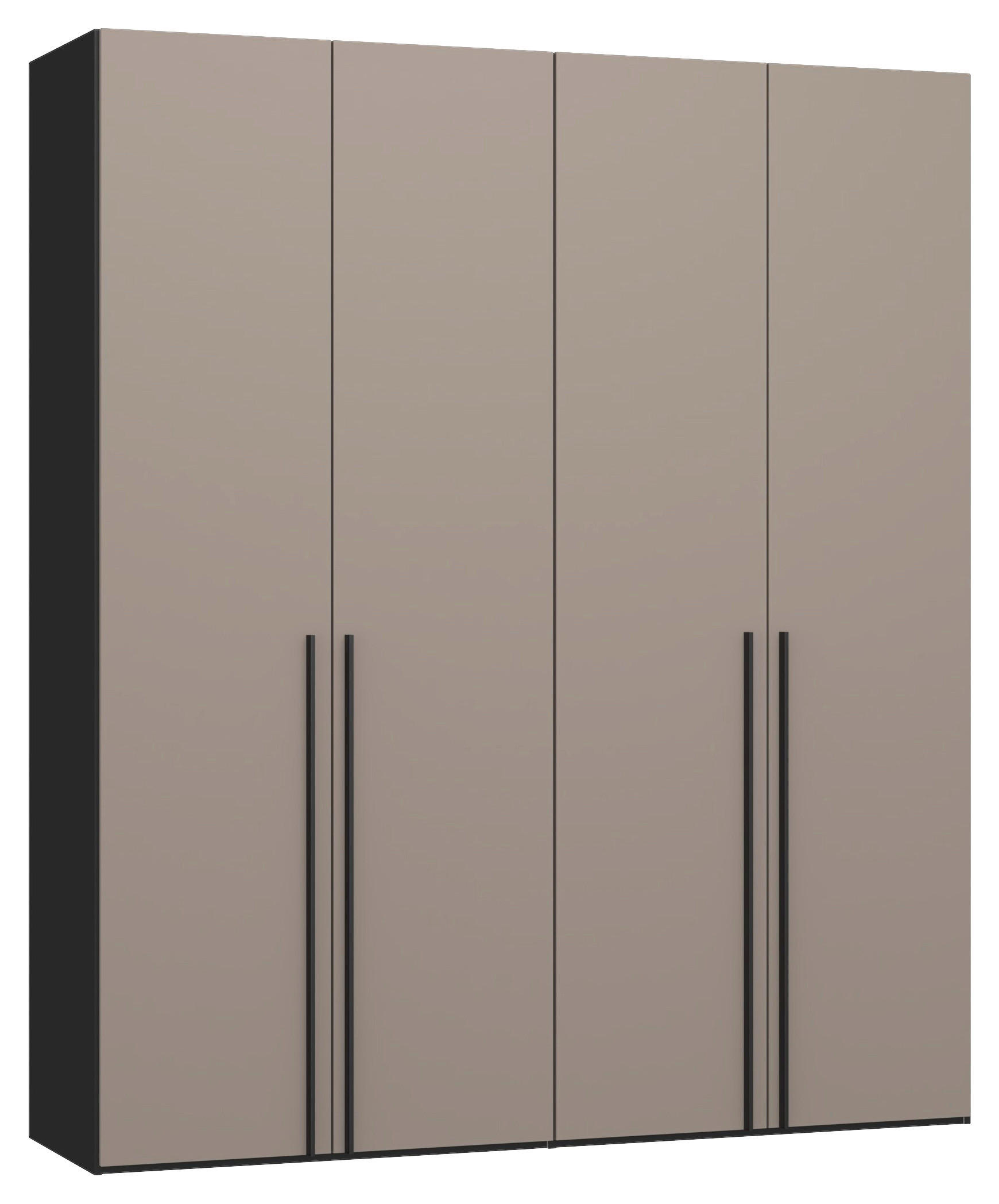 DREHTÜRENSCHRANK 203/236/59 cm,  in Schwarz, Hellbraun, 4-türig  - Hellbraun/Schwarz, Design, Glas/Holzwerkstoff (203/236/59cm) - Jutzler