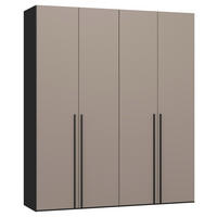 DREHTÜRENSCHRANK 203/236/59 cm,  in Schwarz, Hellbraun, 4-türig  - Hellbraun/Schwarz, Design, Glas/Holzwerkstoff (203/236/59cm) - Jutzler