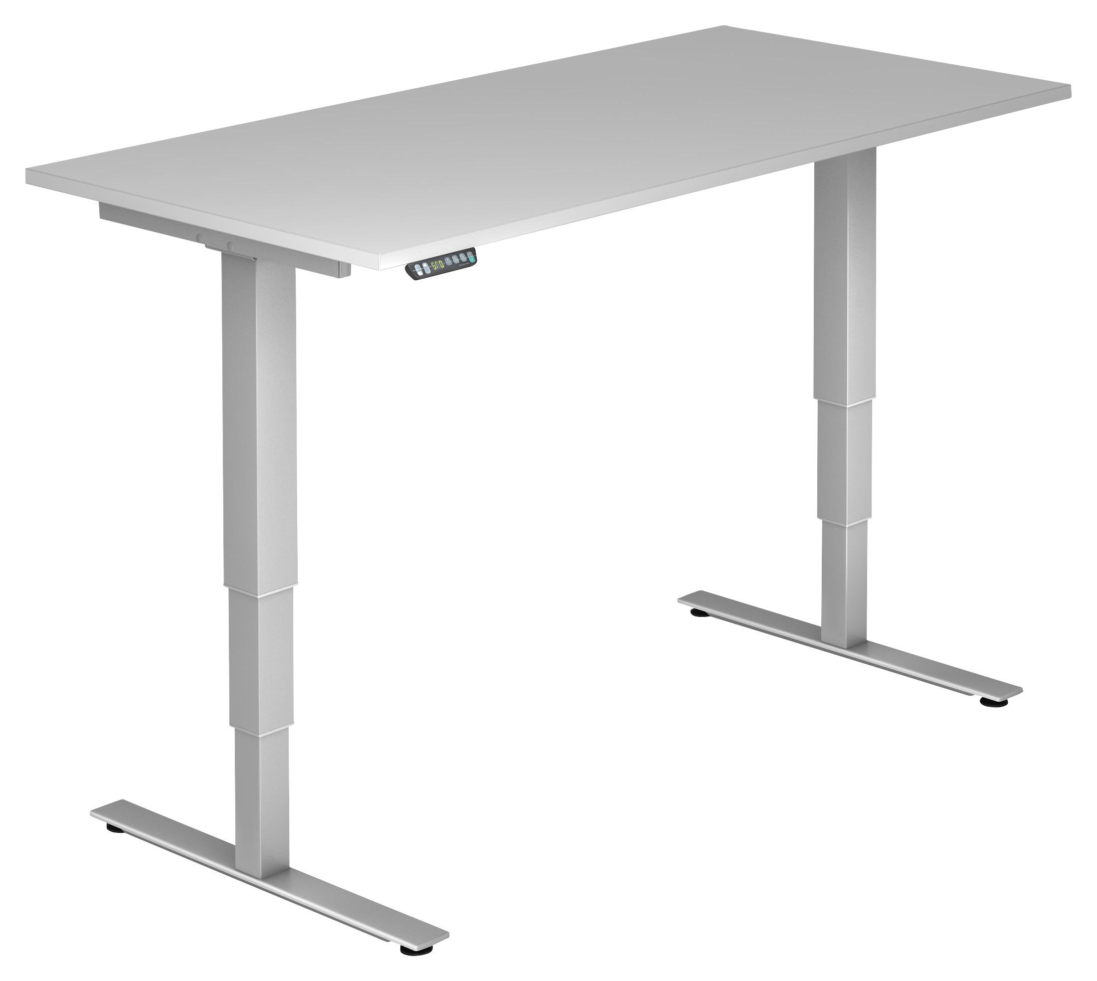 SCHREIBTISCH höhenverstellbar  - Silberfarben/Grau, KONVENTIONELL, Holzwerkstoff/Metall (160/80/63,5-128,5cm) - Venda