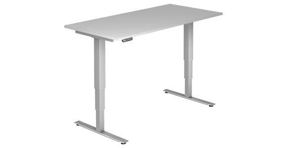 SCHREIBTISCH höhenverstellbar  - Silberfarben/Grau, KONVENTIONELL, Holzwerkstoff/Metall (160/80/63,5-128,5cm) - Venda