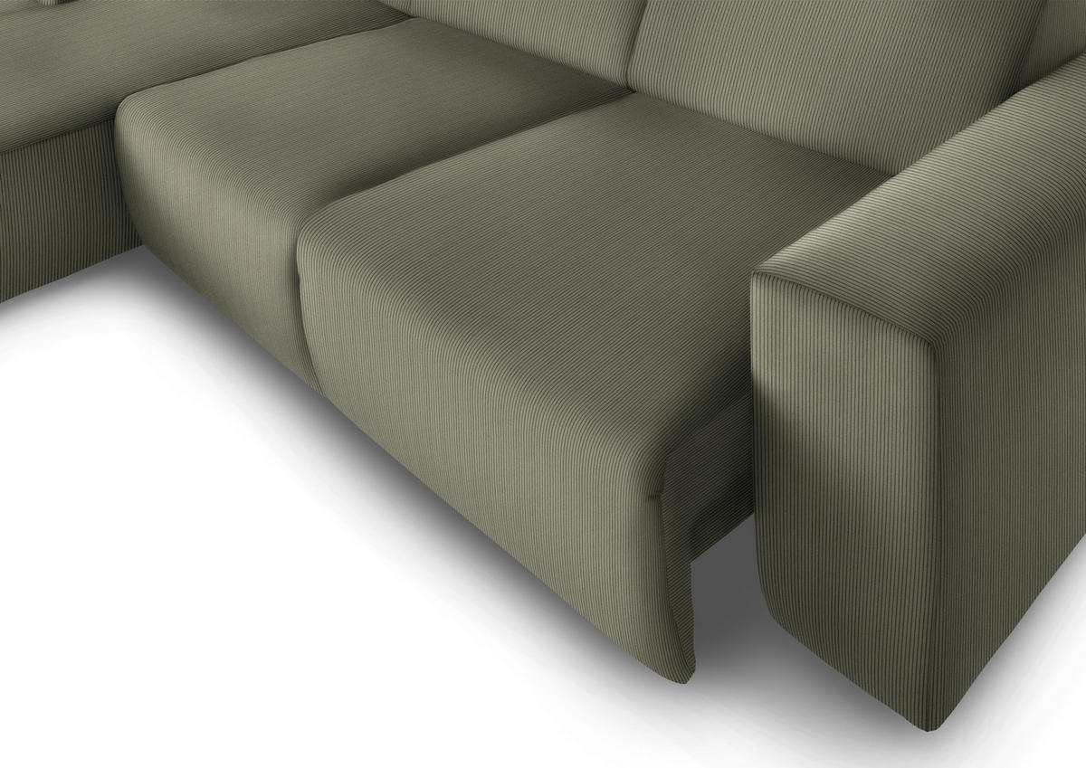 ECKSOFA in Feincord Braun, Grün  - Schwarz/Braun, Design, Kunststoff/Textil (174/302cm) - Beldomo Style
