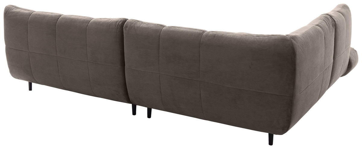 ECKSOFA Ottomane links, Eckteil  Taupe Feincord  - Taupe/Schwarz, Design, Holz/Textil (215/288cm) - Pure Home Lifestyle