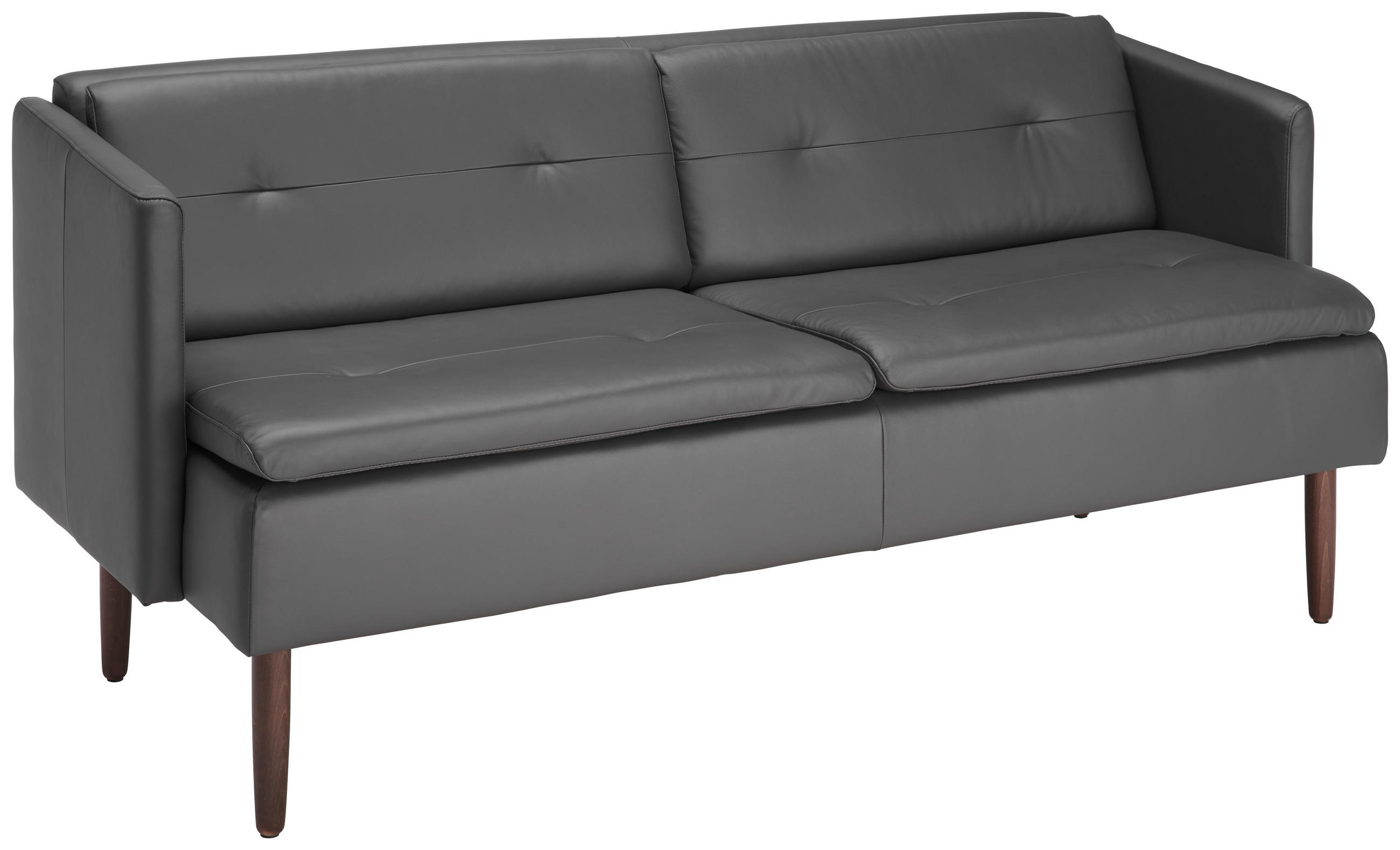 Sitzbank in Holz, Leder Grau, Schwarz