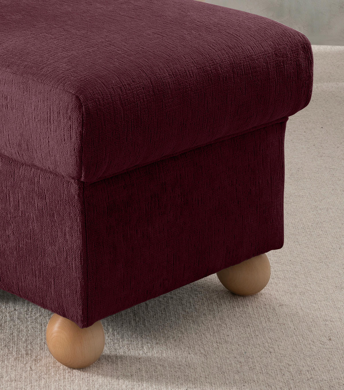 HOCKER in Textil Bordeaux  - Wildeiche/Bordeaux, Konventionell, Holz/Textil (56/46/56cm) - Livetastic