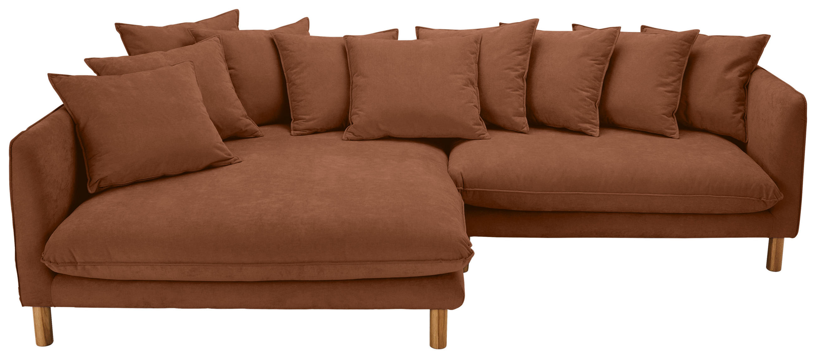 ECKSOFA Rostfarben Chenille  - Rostfarben/Buchefarben, KONVENTIONELL, Holz/Textil (162/276cm) - Carryhome