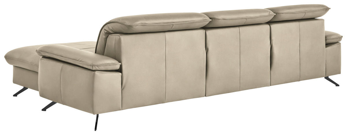 ECKSOFA  Echtleder Sandfarben  - Sandfarben/Schwarz, Design, Leder/Metall (307/169cm) - Beldomo Premium