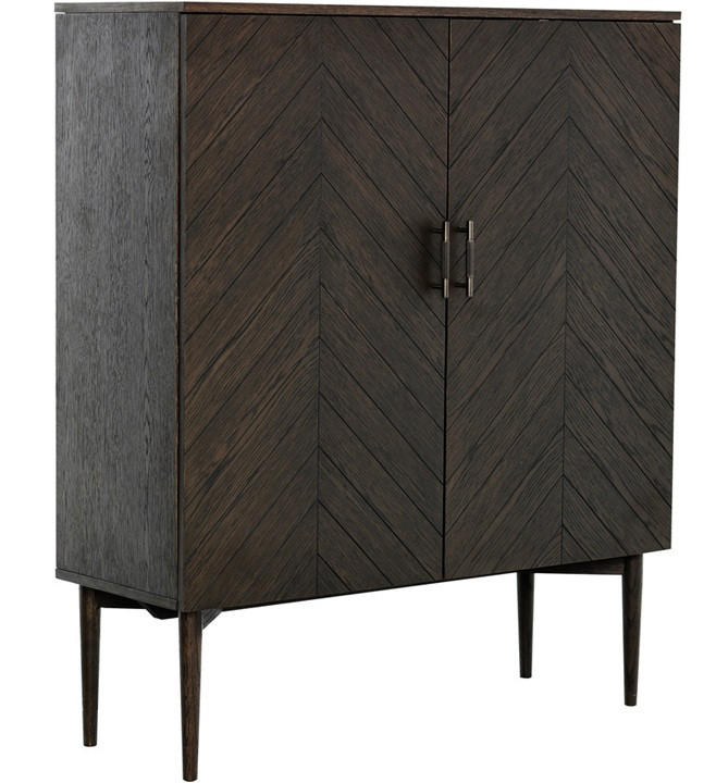 HÖG BYRÅ  i 100/130/40 cm  - mörkbrun, Design, metall/trämaterial (100/130/40cm) - Best Price