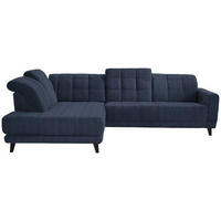 ECKSOFA in Webstoff Dunkelblau  216/302 cm  - Schwarz/Dunkelblau, Design, Holz/Textil (216/302cm) - Xora