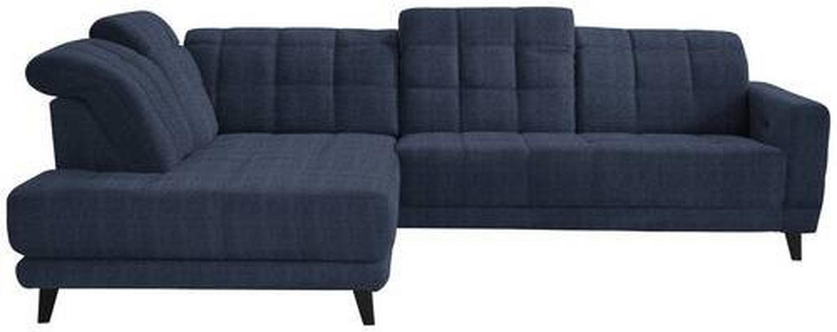 ECKSOFA in Webstoff Dunkelblau  216/302 cm  - Schwarz/Dunkelblau, Design, Holz/Textil (216/302cm) - Xora