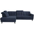 ECKSOFA in Webstoff Dunkelblau  - Schwarz/Dunkelblau, Design, Holz/Textil (216/302cm) - Xora