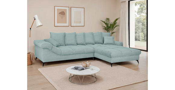 ECKSOFA Blaugrau Cord Rückenkissen, Armlehnenkissen, Rücken echt  - Blaugrau/Schwarz, KONVENTIONELL, Textil/Metall (332/231cm) - Carryhome