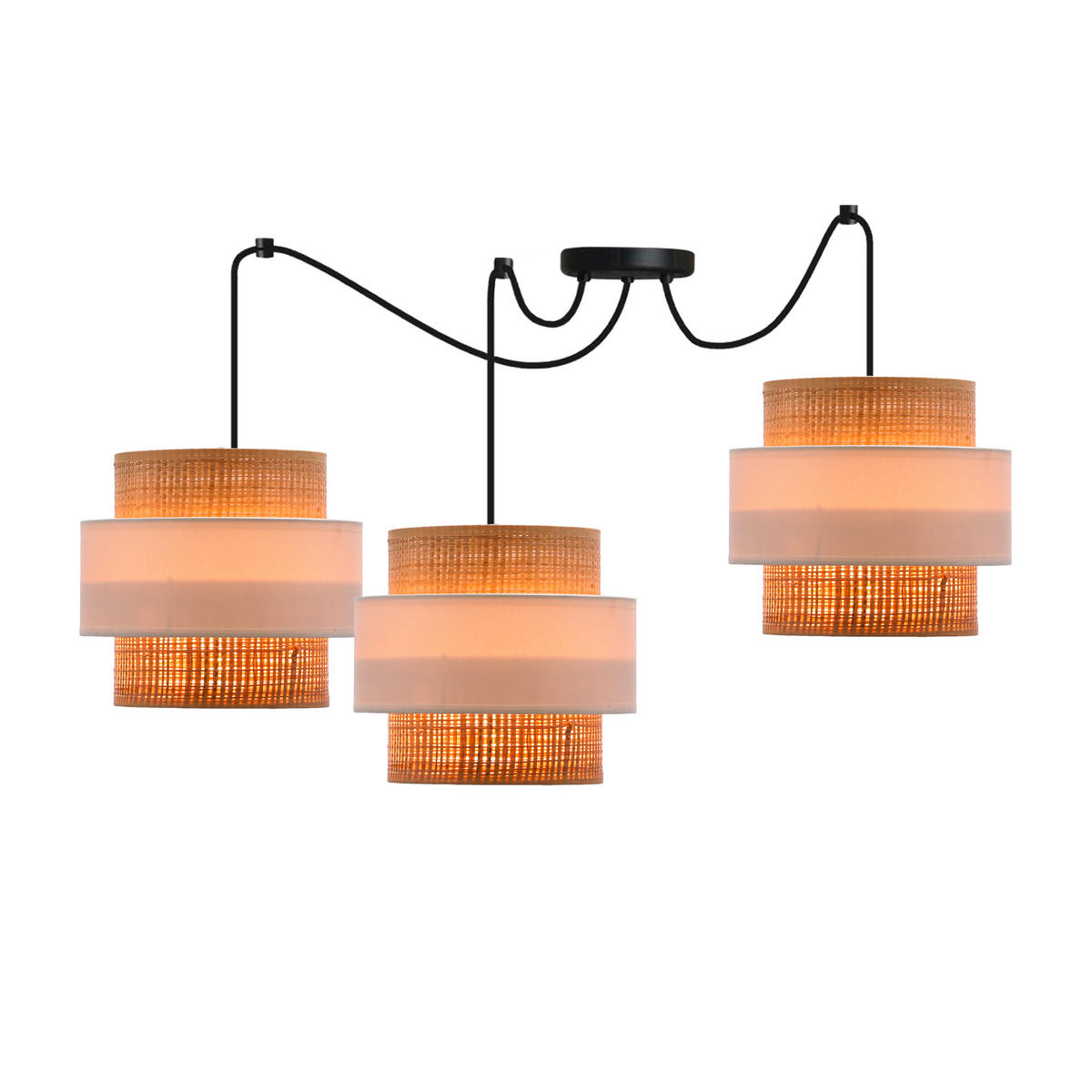 PENDELLAMPA Rattan 100/100/150 cm  - vit/svart, Natur, metall/plast (100/100/150cm)