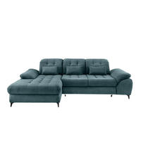 ECKSCHLAFSOFA  mit seitenverkehrt erhältlich, Rücken echt, Armteil links, Armteil rechts Cord Petrol  - Petrol/Schwarz, MODERN, Textil/Metall (189/273cm) - Livetastic