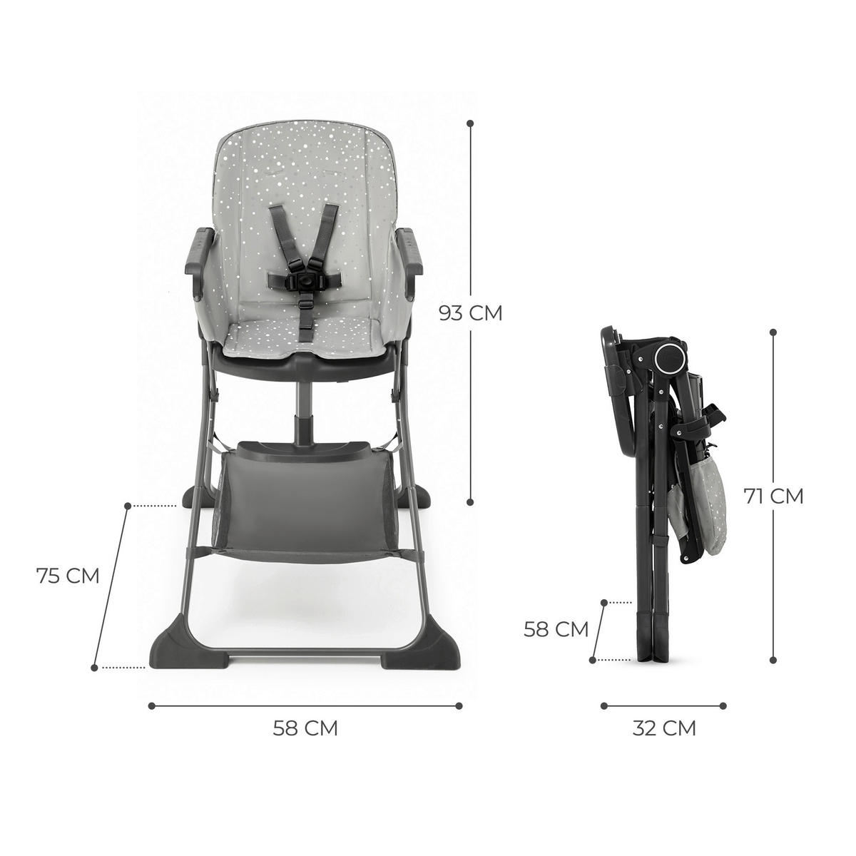 HOCHSTUHL Foldee  - Grau, Basics (58/93/75cm) - kinderkraft