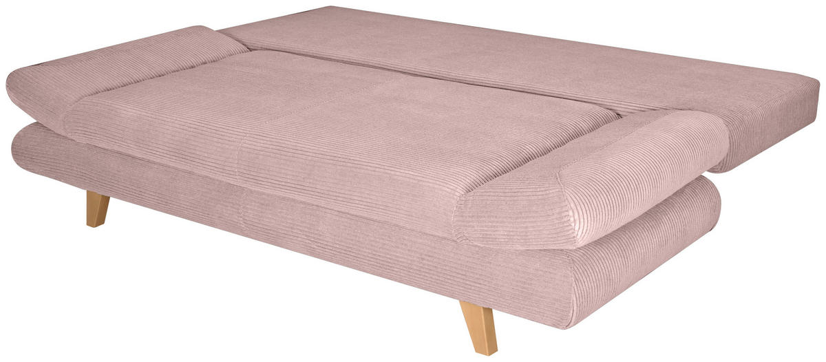 SCHLAFSOFA  mit Schlafen auf Sitzhöhe, haustierfreundlicher Bezug Cord Altrosa  - Buchefarben/Altrosa, KONVENTIONELL, Holz/Textil (200/75/85cm) - Carryhome