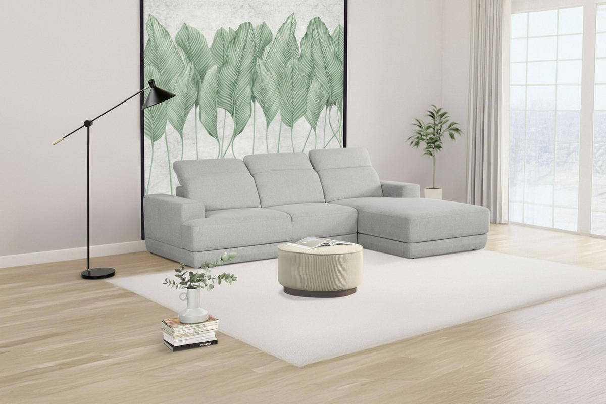 ECKSOFA  in Webstoff Hellgrau  204/293 cm  - Hellgrau/Schwarz, Design, Kunststoff/Textil (204/293cm) - MID.YOU