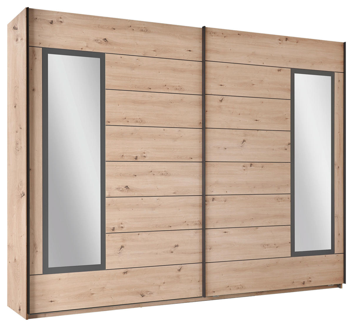 FÜGGESZTETT TOLÓAJTÓS SZEKRÉN Artisan tölgy  - fekete/Artisan tölgy, Design, faalapú anyag/Üveg (270/210/65cm) - Carryhome