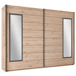 SCHWEBETÜRENSCHRANK  in Eiche Artisan  - Schwarz/Eiche Artisan, Design, Glas/Holzwerkstoff (270/210/65cm) - Carryhome