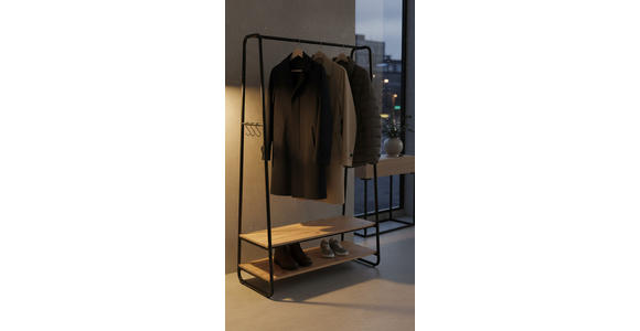 GARDEROBENSTÄNDER in Naturfarben, Schwarz 100/160/45 cm   - Schwarz/Naturfarben, Basics, Holzwerkstoff/Metall (100/160/45cm) - Xora
