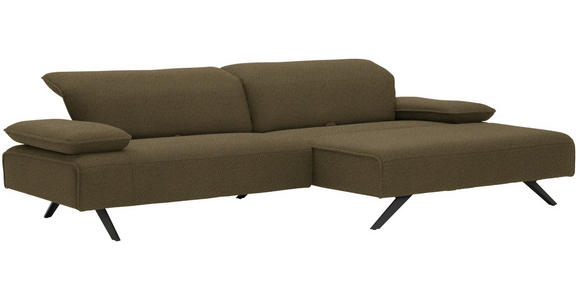 ECKSOFA Biella in Flachgewebe Dunkelgrün  280/165 cm  - Dunkelgrün/Anthrazit, Design, Textil/Metall (280/165cm) - Johann Jakob