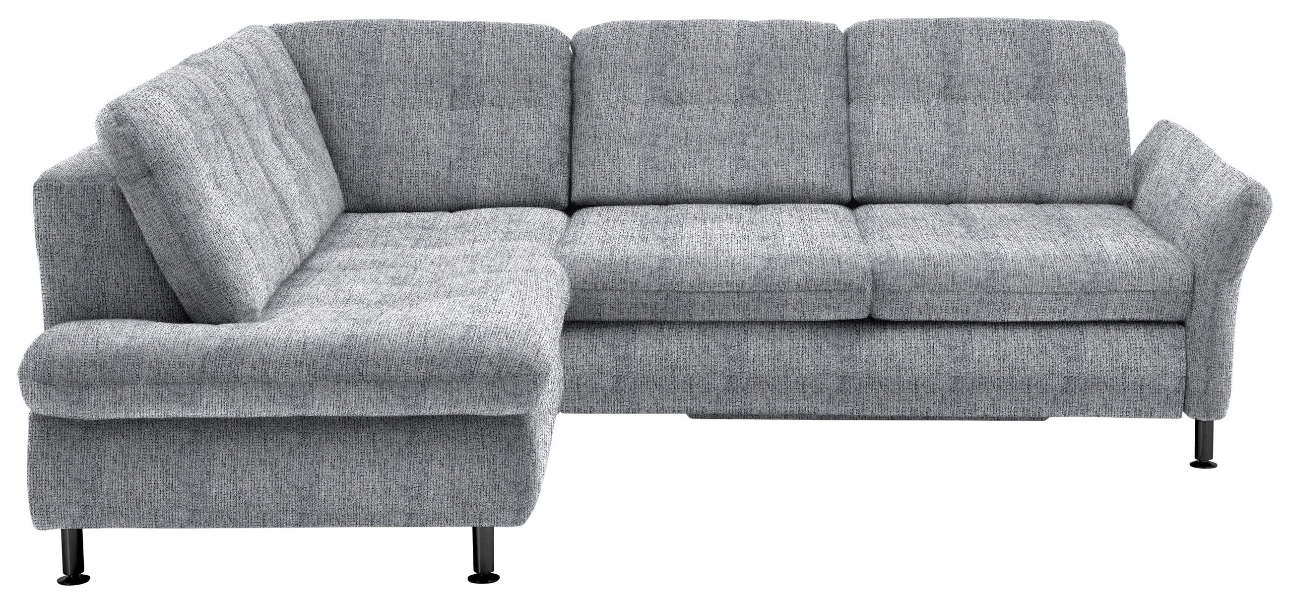 ECKSOFA in Webstoff Grau  - Schwarz/Grau, Konventionell, Textil/Metall (210/242cm) - Beldomo Style