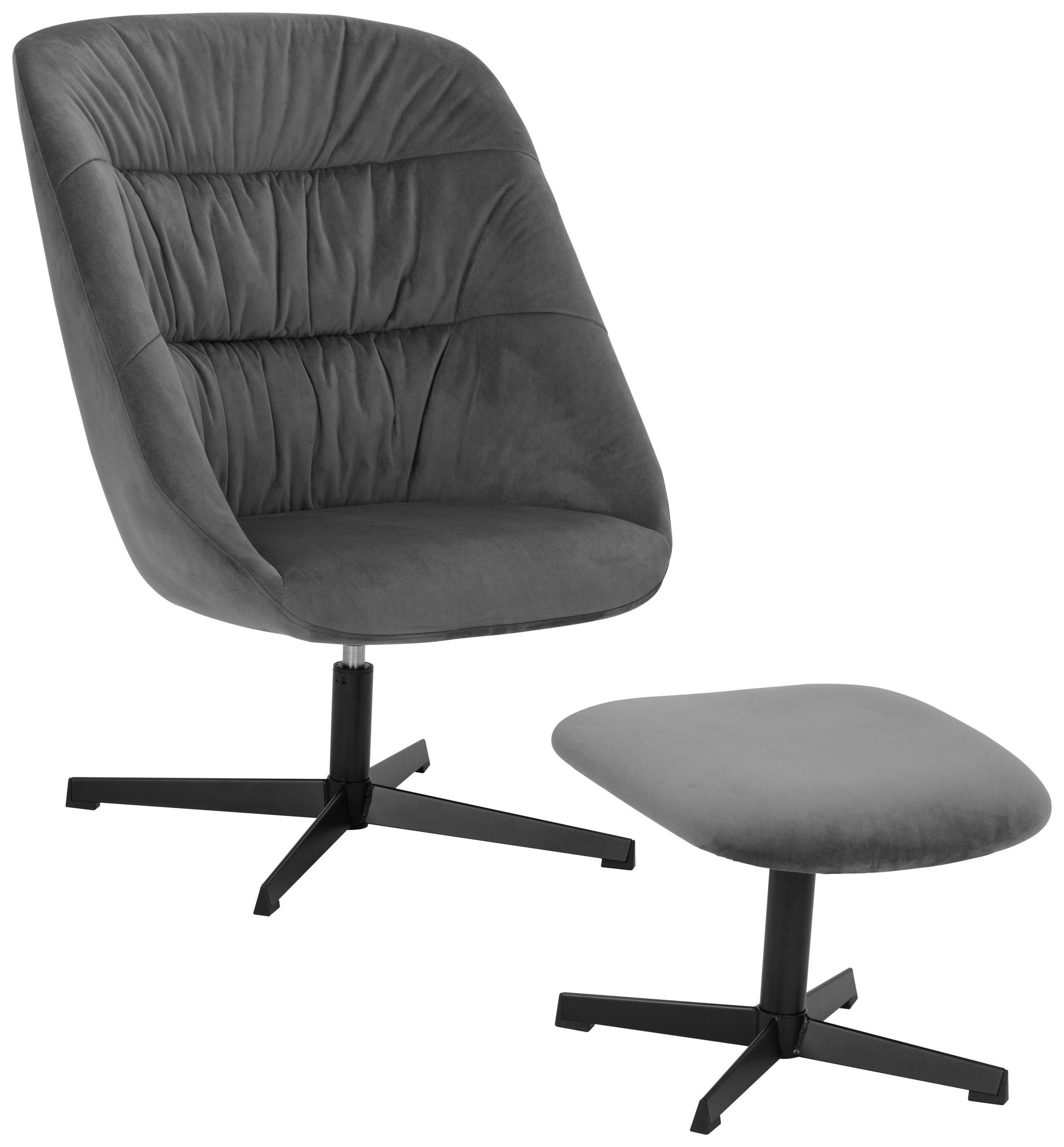 SESSELSET Samt Hocker    - Schwarz/Grau, MODERN, Textil/Metall (70/97/75cm) - MID.YOU