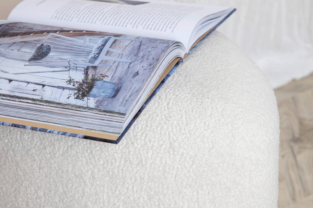 POUF in Weiß Textil Weiß  - Weiß, Design, Textil (46/41/46cm) - Livetastic