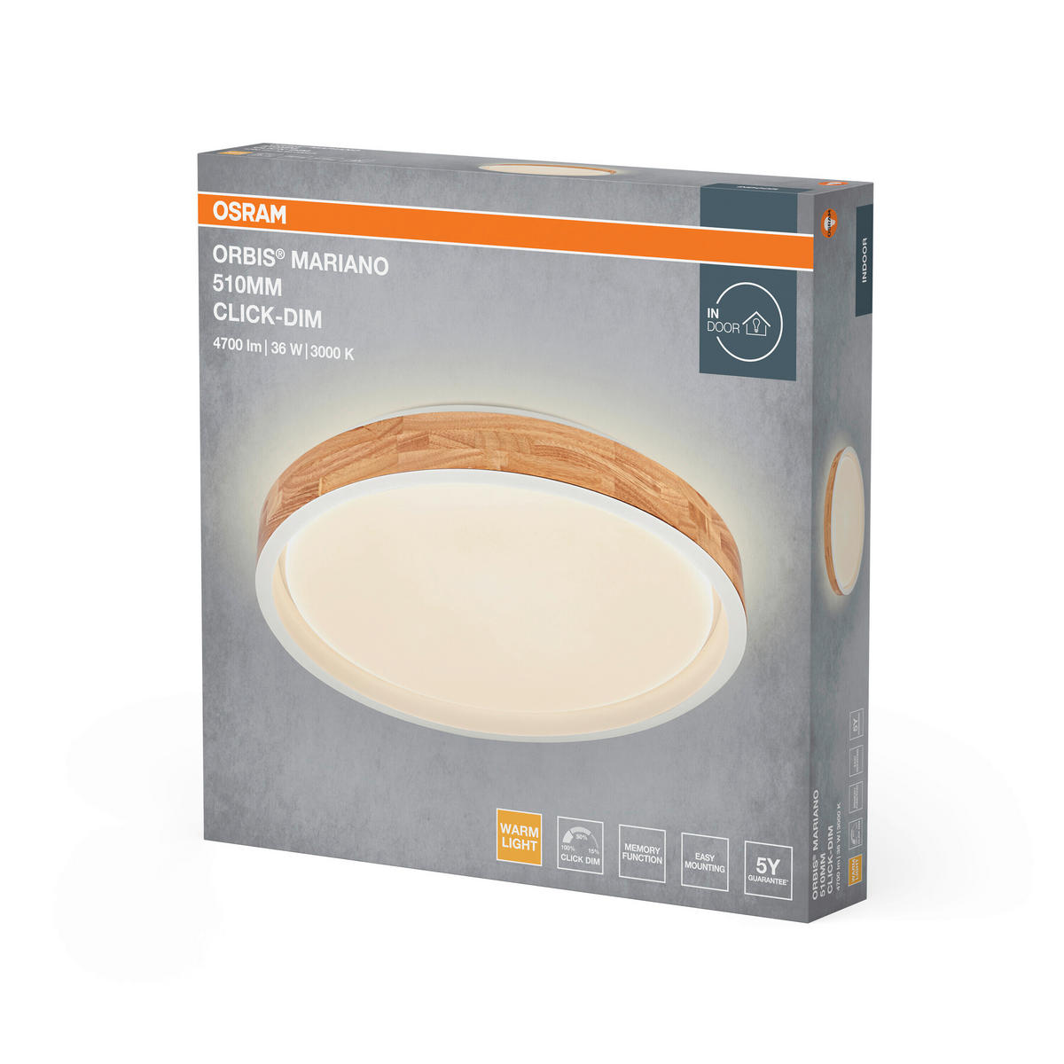 LED-DECKENLEUCHTE 51/8,5 cm  - Naturfarben/Weiß, Natur, Holz/Kunststoff (51/8,5cm) - Osram