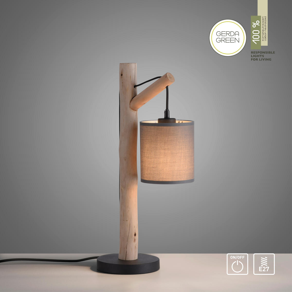 TISCHLEUCHTE 26,5/16/52,5 cm   - Taupe, Natur, Holz/Kunststoff (26,5/16/52,5cm)