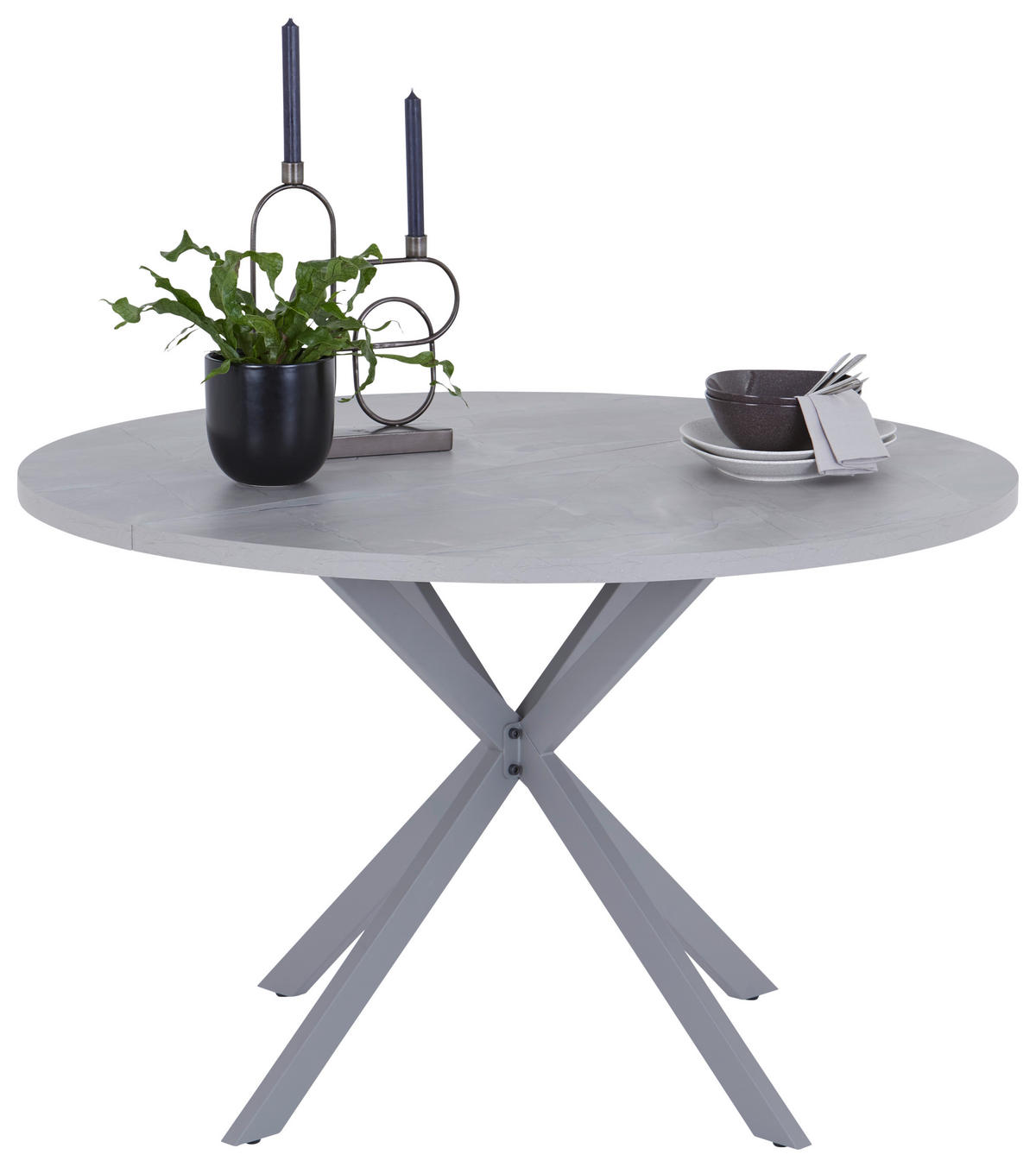 ESSTISCH 120/120/75 cm Nachbildung  Metall, Holzwerkstoff rund Grau  - Grau, Modern, Holzwerkstoff/Metall (120/120/75cm) - MID.YOU