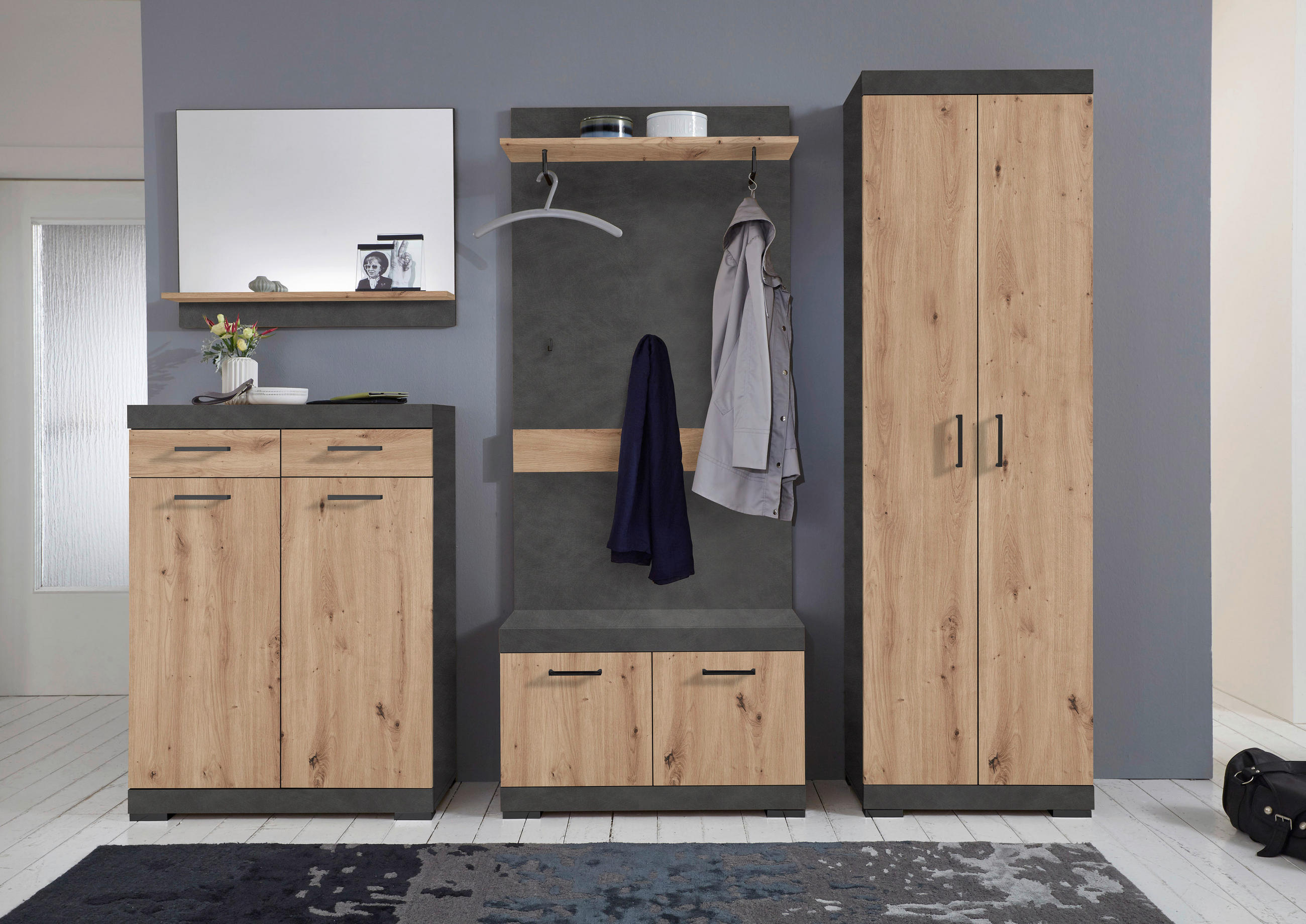 SCHUHSCHRANK  in 80/110/35 cm  - Graphitfarben/Eiche Artisan, MODERN, Holzwerkstoff/Kunststoff (80/110/35cm) - MID.YOU