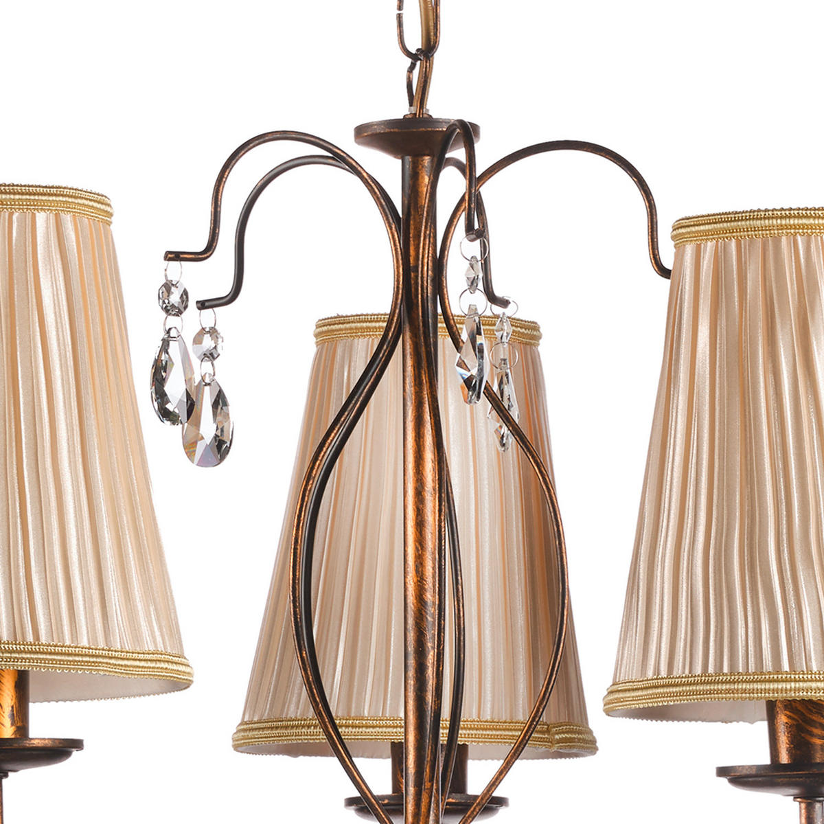 KRONLEUCHTER DELIA 68/68/100 cm   - Cognac, KONVENTIONELL, Glas/Textil (68/68/100cm)