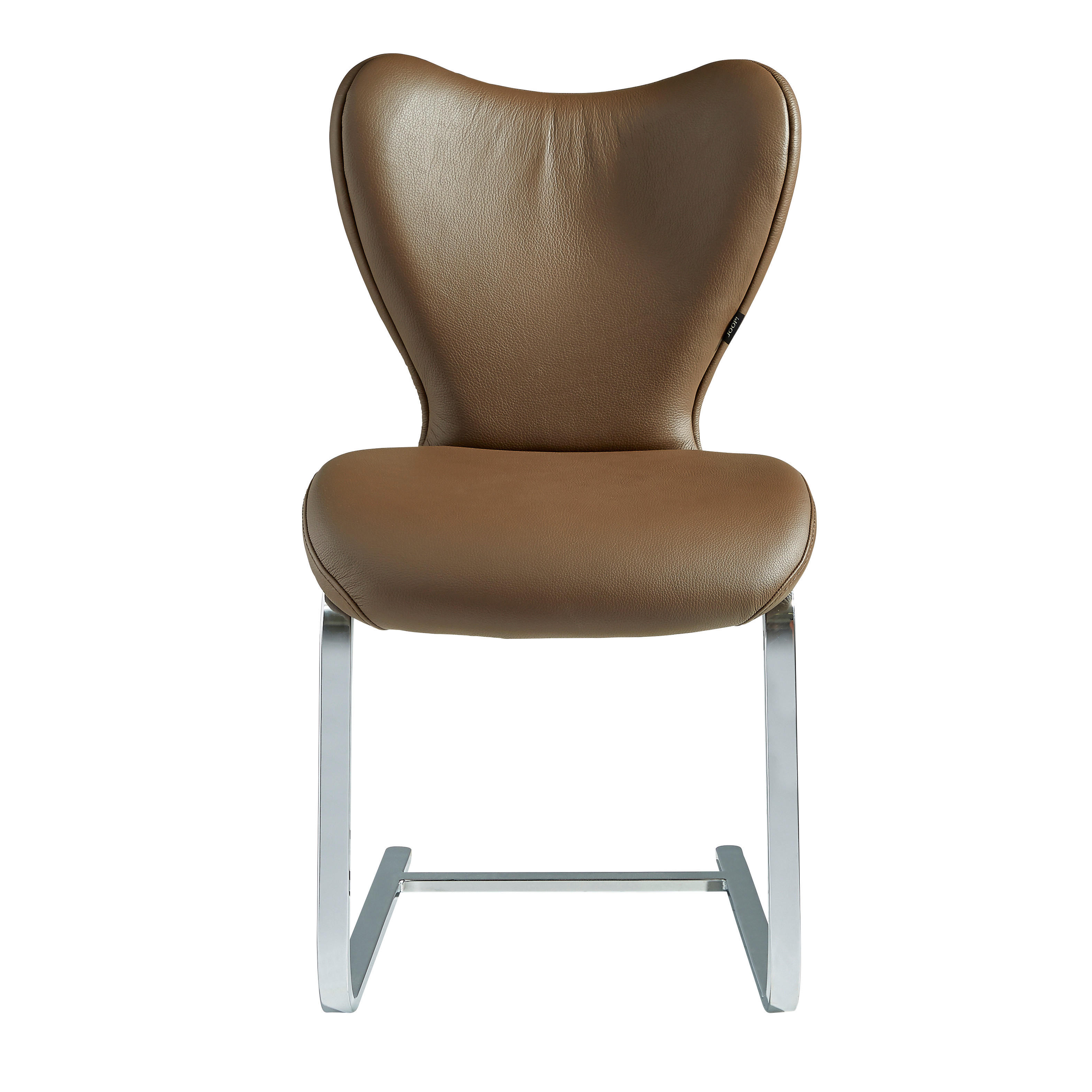 SCHWINGSTUHL  in Echtleder  - Chromfarben/Braun, Design, Leder/Metall (48/91/64cm) - Joop!