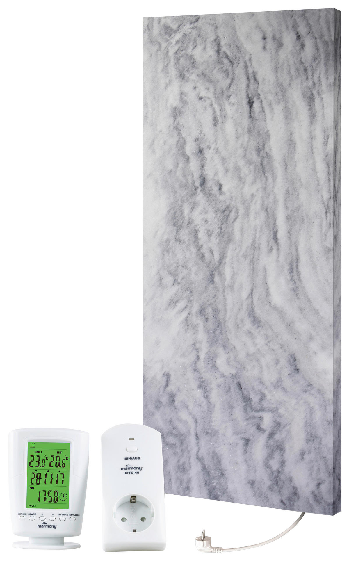 INFRAROT-HEIZPANEEL Carrara Marmor  - Grau, MODERN, Stein (40/100/2cm) - marmony