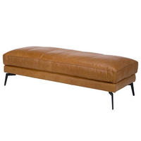 HOCKER BERLIN Echtleder Cognac  - Cognac/Schwarz, Design, Leder/Metall (163/46/62cm) - Livetastic