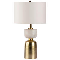 TISCHLEUCHTE - Goldfarben/Weiß, Basics, Textil/Stein (31/31/54cm) - Kayoom